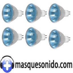 PACK 6 BOMBILLAS HALOGENAS MR16 COLOR AZUL - 1