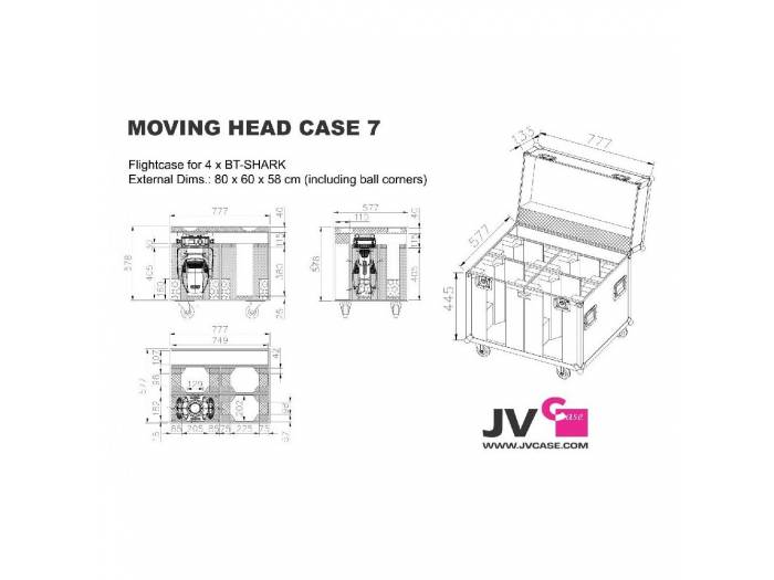 BRITEQ MOVING HEAD CASE 7 - RACK 4x BT-SHARK BRITEQ