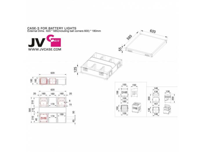 JB SYSTEMS RACK CASE-3 PARA 6x ACCU COLOR O AKKULITE JBSYSTEMS