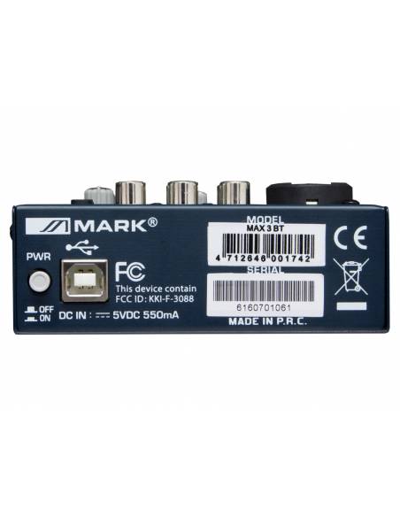 MARK MAX 3 BT Mezclador/interfaz audio PC/Mac. 2 canales.