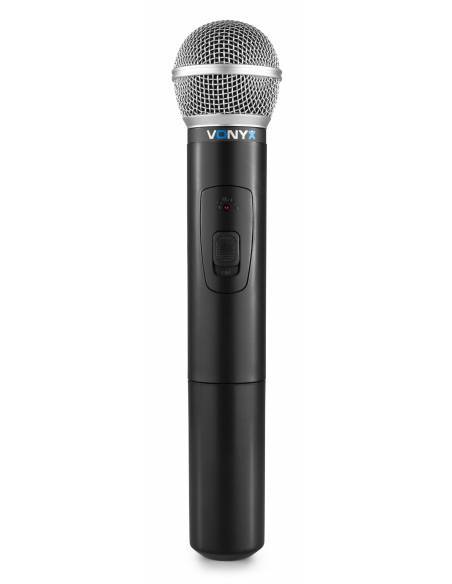 Vonyx WM512 Sistema inalámbrico VHF de 2 canales con micrófonos de mano y display