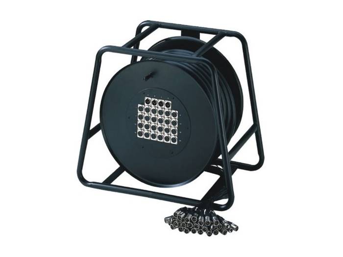 Adam Hall Cables K 28 C 50 D - Manguera de Cable en Enrollador con Cajetín de Escenario 24/4 50 m