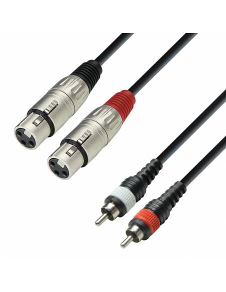 Adam Hall Cables 3 STAR TFC 0600 - Cable de audio moldeado 2 x RCA macho a 2 x XLR hembra, 6 m - 1