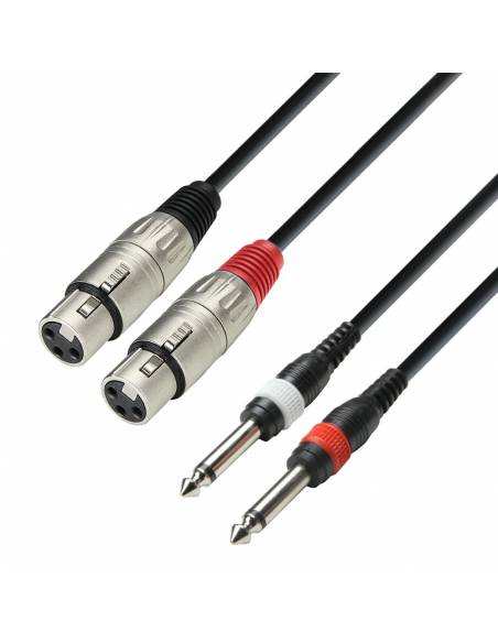 Adam Hall Cables 3 STAR TFP 0100 - Cable de 2 conectores XLR hembra a 2 jacks mono de 6,3 mm, 1 m - 1