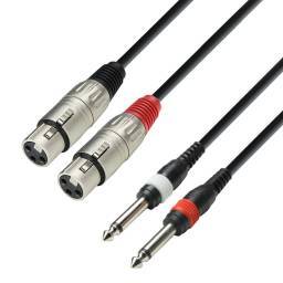 Adam Hall Cables 3 STAR TFP 0300 - Cable de 2 conectores XLR hembra a 2 jacks mono de 6,3 mm, 3 m - 1