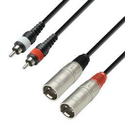 Adam Hall Cables 3 STAR TMC 0100 - Cable de audio revestido de 2 conectores RCA macho a 2 conectores XLR macho, 1 m - 1