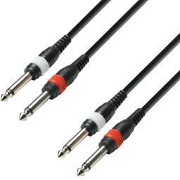 Adam Hall Cables 3 STAR TPP 0100 - Cable de Audio de 2 Jacks 6,3 mm mono a 2 Jacks 6,3 mm mono 1 m - 1