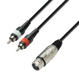Adam Hall Cables 3 STAR YFCC 0300 - Cable de audio de conector XLR hembra a 2 conectores RCA macho, 3 m - 1