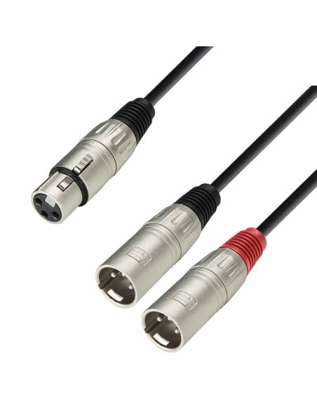 Adam Hall Cables 3 STAR YFMM 0100 - Cable de audio de conector XLR hembra a 2 conectores XLR macho, 1 m - 1