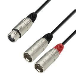Adam Hall Cables 3 STAR YFMM 0300 - Cable de audio de conector XLR hembra a 2 conectores XLR macho, 3 m - 1