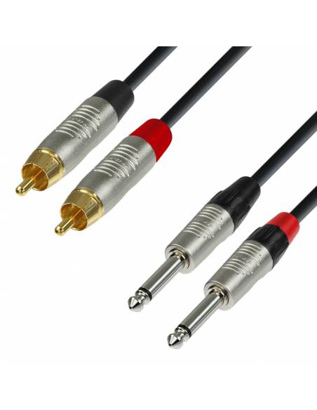 Adam Hall Cables 4 STAR TPC 0150 - Cable de Audio REAN de 2 RCA macho a 2 Jacks 6,3 mm mono 1,5 m - 1