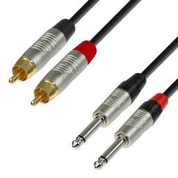 Adam Hall Cables 4 STAR TPC 0600 - Cable de Audio REAN de 2 RCA macho a 2 Jacks 6,3 mm mono 6 m - 1