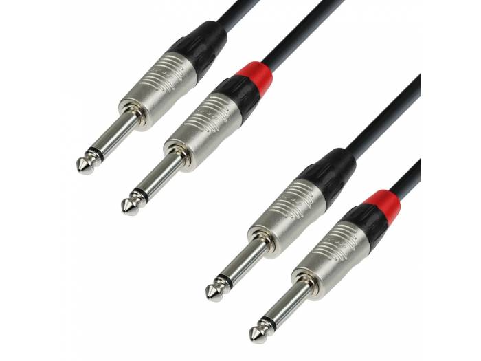 Adam Hall Cables 4 STAR TPP 0090 - Cable de Audio REAN de 2 Jacks 6,3 mm mono a 2 Jacks 6,3 mm mono 0,9 m