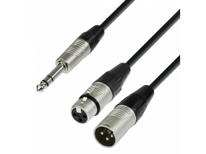 Adam Hall Cables 4 STAR YVMF 0300 - Cable de Audio REAN de Jack 6,3 mm estéreo a 1 XLR macho y 1 XLR hembra 3 m