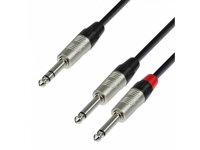 Adam Hall Cables 4 STAR YVPP 0300 - Cable de Audio REAN de Jack 6,3 mm estéreo a 2 Jacks 6,3 mm mono 3 m