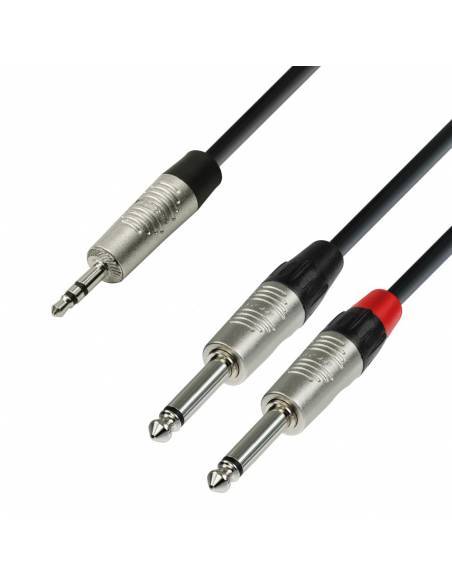 Adam Hall Cables 4 STAR YWPP 0600 - Cable de Audio REAN de Minijack 3,5 mm estéreo a 2 Jacks 6,3 mm mono 6 m