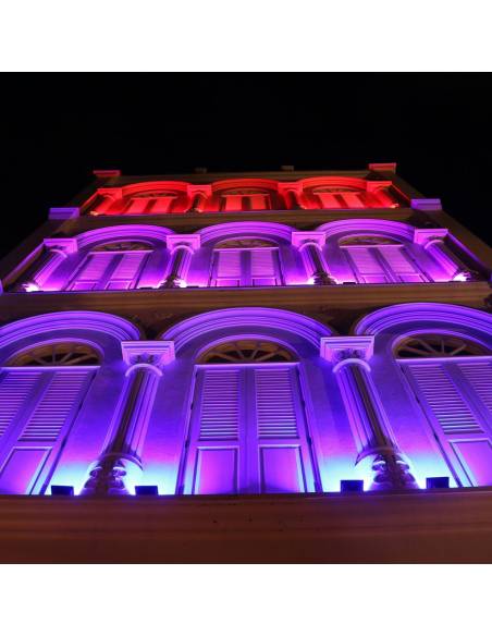 Cameo FLAT PRO FLOOD IP65 TRI - Proyector con LED COB tricolor de 60 W para uso en exteriores con carcasa negra