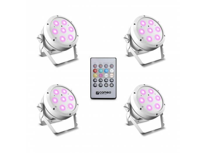 Cameo ROOT® PAR 4 WH SET 1 - Set compuesto por 4 x CLROOTPAR4WH incluyendo un control remoto IR (CLPFLAT1REMOTE)