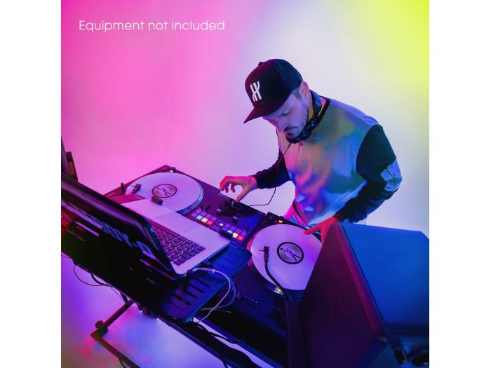 Gravity FDJT 01 - Mesa de DJ con bandejas adaptables para altavoces y portátil