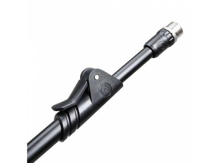 Gravity MS 2322 B - Pie de micrófono con base redonda y brazo jirafa largo de 2 puntos de ajuste