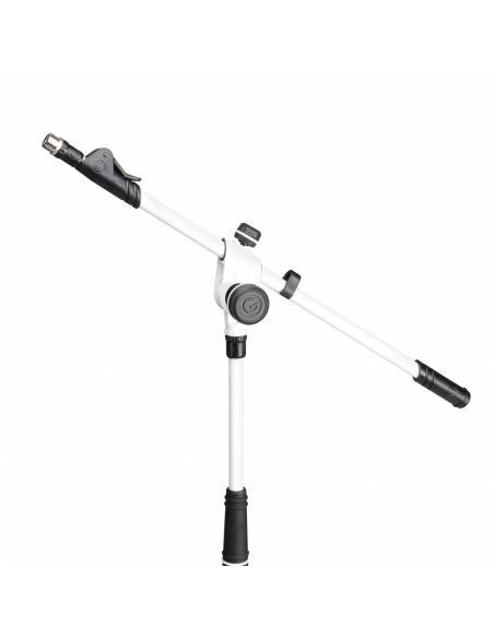 Gravity MS 4322 W - Pie de micrófono con trípode y brazo jirafa telescópico de 2 puntos de ajuste blanco