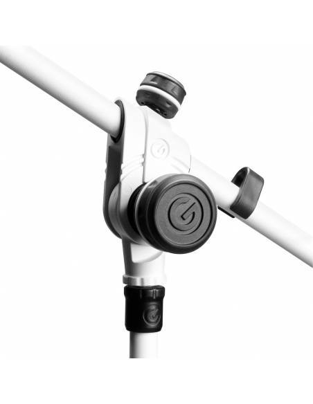 Gravity MS 4322 W - Pie de micrófono con trípode y brazo jirafa telescópico de 2 puntos de ajuste blanco