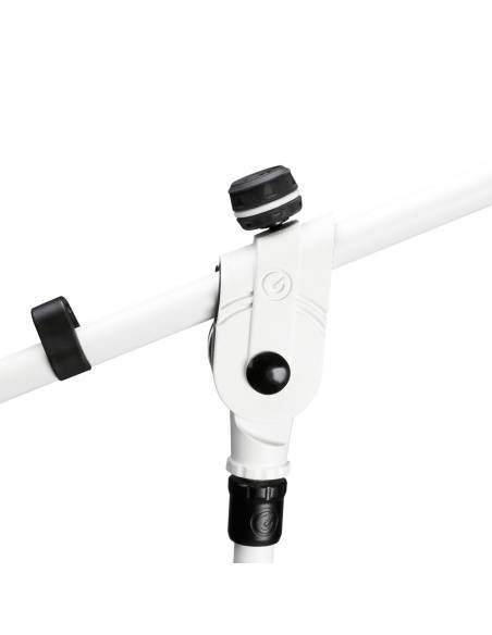 Gravity MS 4322 W - Pie de micrófono con trípode y brazo jirafa telescópico de 2 puntos de ajuste blanco