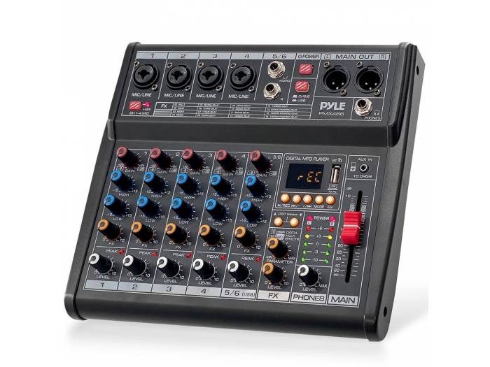 PYLE  PMX466 Mesa de mezclas de 6 canales - 8