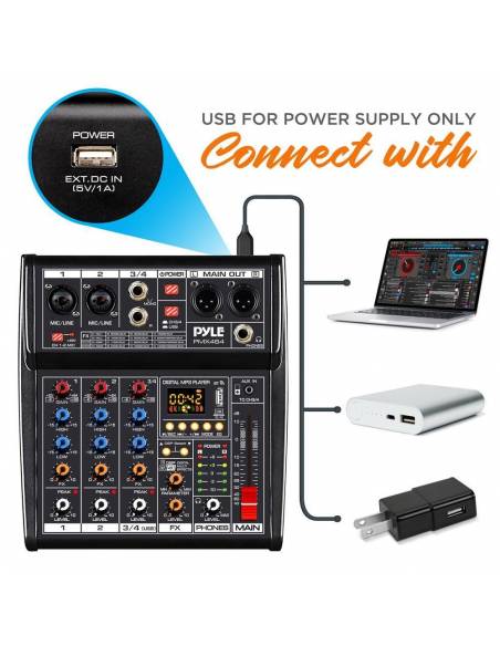 Pyle PMX464 Mesa de Directo de 4 canales - 4
