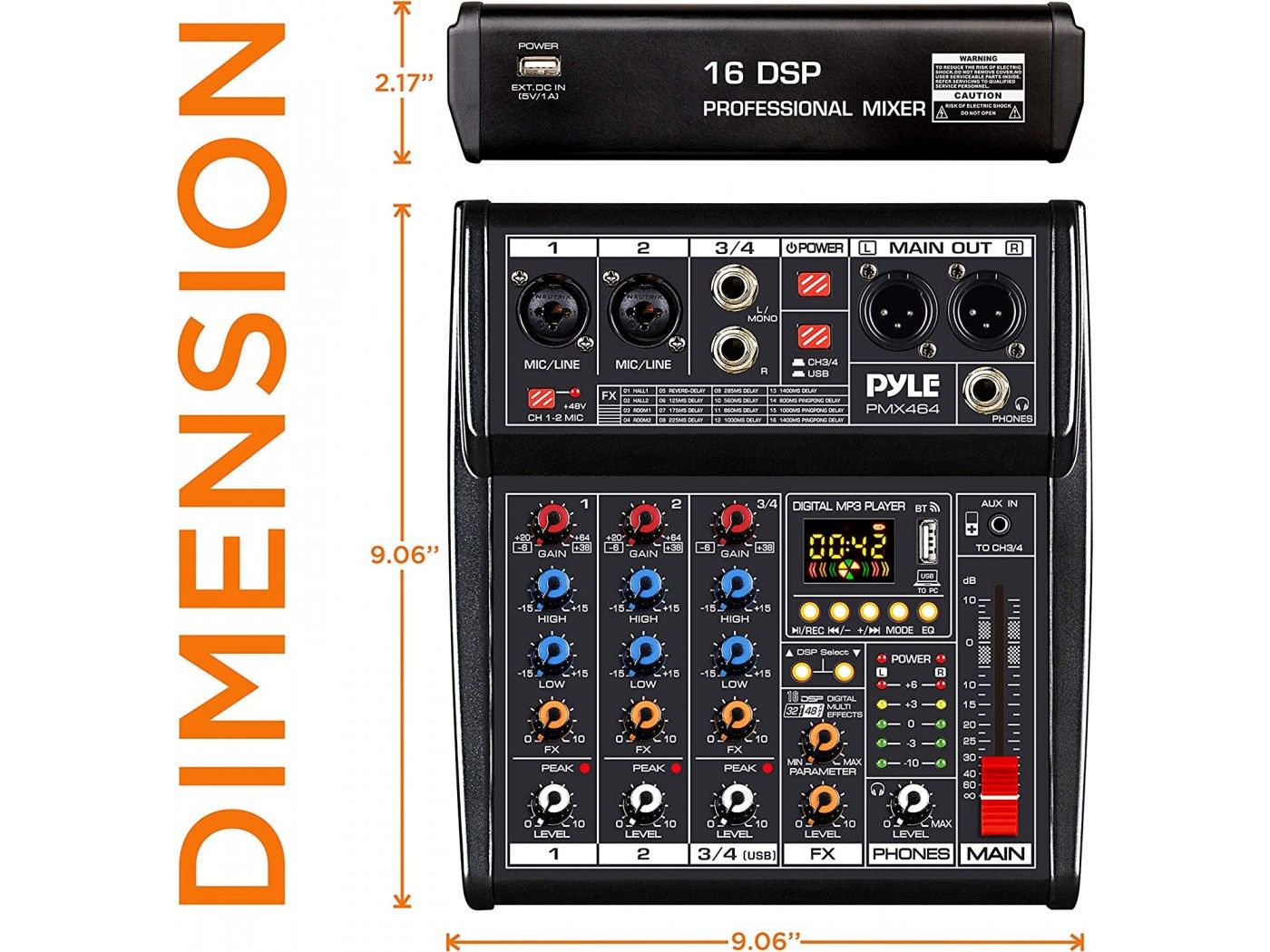 Pyle PMX464 Mesa de Directo de 4 canales - 2