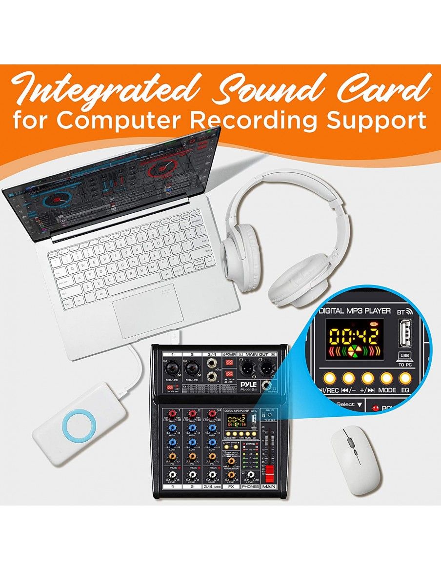 Pyle PMX464 Mesa de Directo de 4 canales - 12