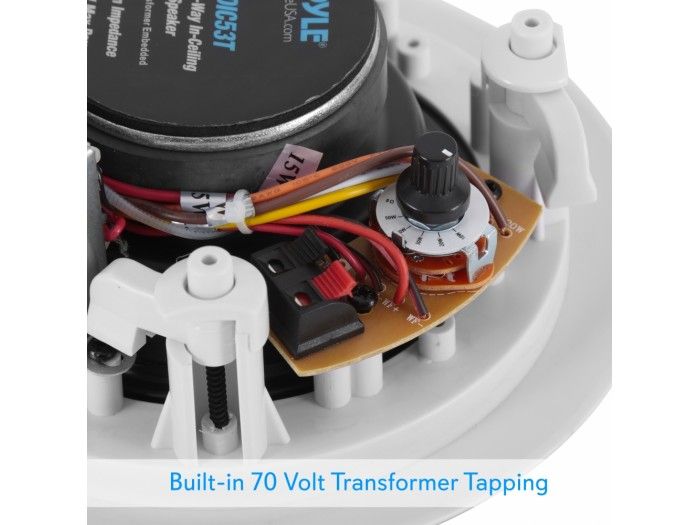 PYLE PDIC53T - Pareja de altavoces de techo de 5.25 pulgadas Linea de 100v y 8Ohm - 4