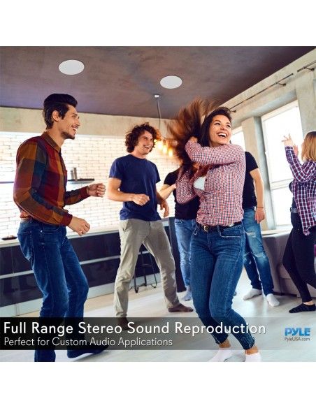 PYLE PDIC53T - Pareja de altavoces de techo de 5.25 pulgadas Linea de 100v y 8Ohm - 8