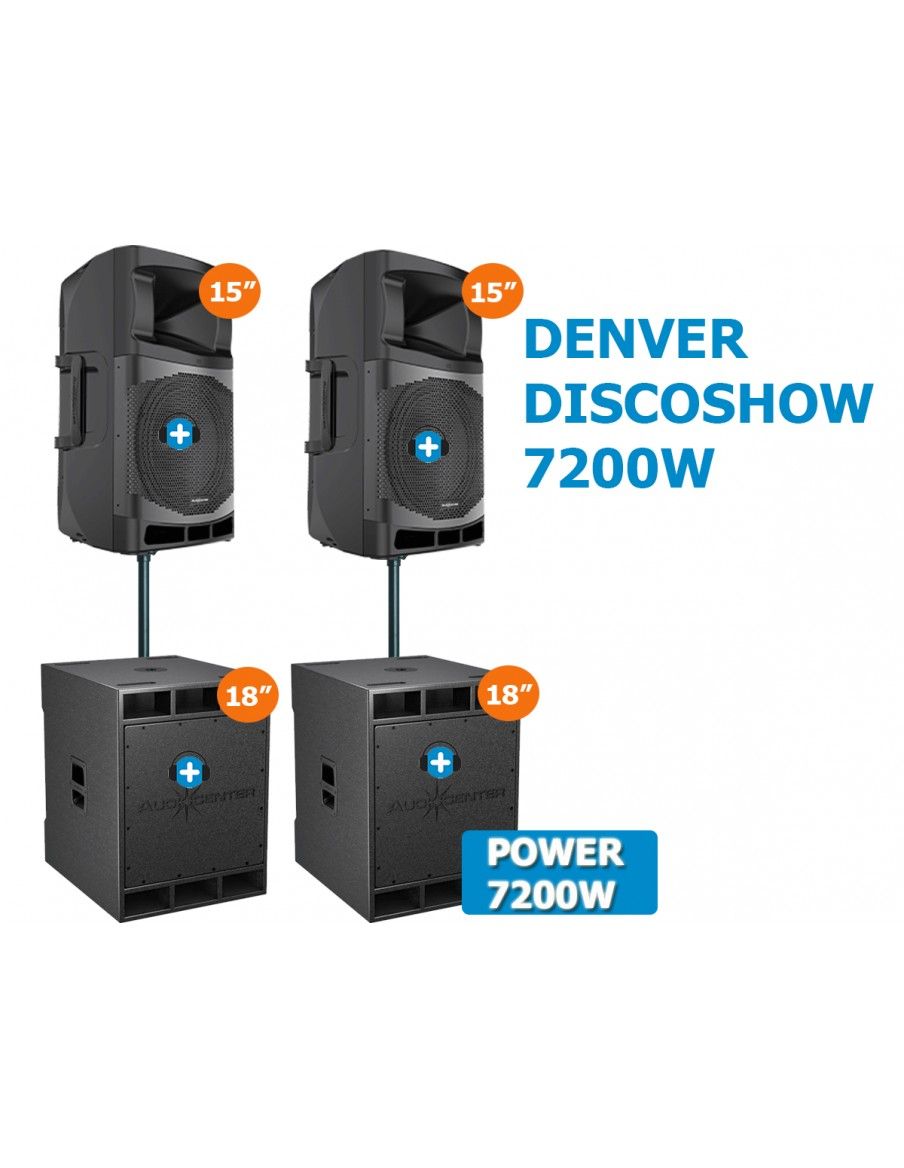 DENVER POWER DISCOSHOW 7200W -EQUIPO DE SONIDO 2X15" + 2 xSUB 18" - 2
