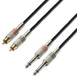 Adam Hall Cable de audio 2 RCA a 2 Jack 6,3 mm - 3 metros