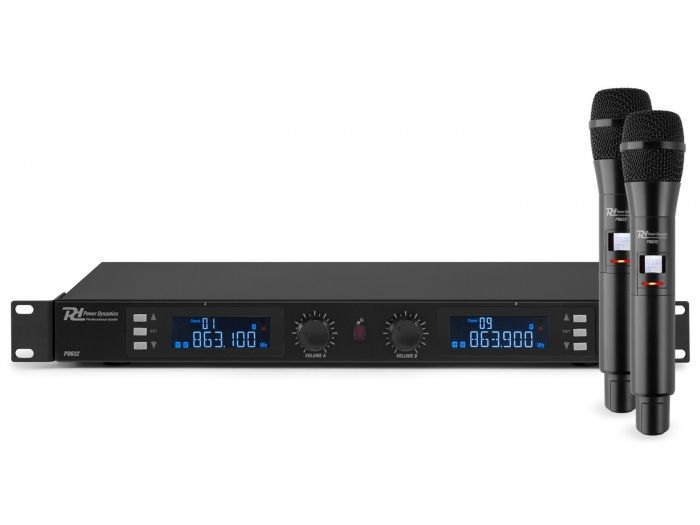 Power Dynamics PD632H 2x 20 Canales Digital UHF Micro Inalambrico con 2 micros 179010