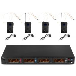 Power Dynamics PD504B Microfono inalambrico de 4x 50 canales UHF con 4 microfonos de cabeza 179006