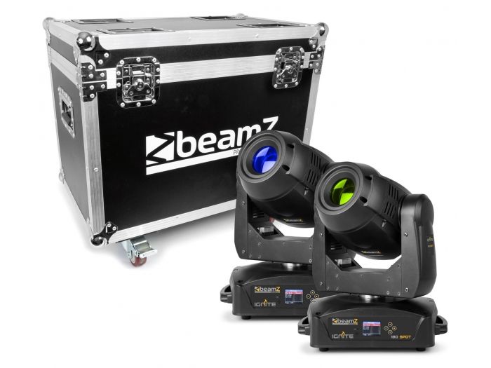 Beamz IGNITE180 Cabeza Movil Spot LED 2pcs en Flightcase