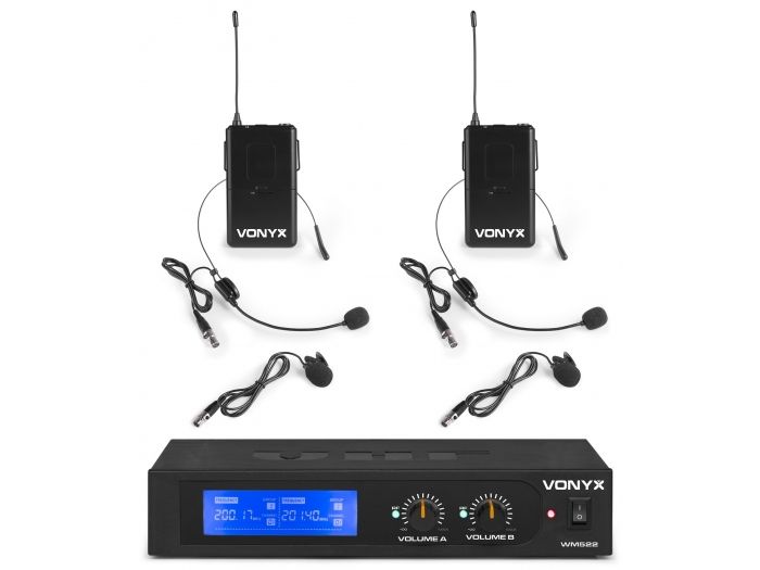 Vonyx WM522B Micro VHF 2CH 2BP+headset | Mas Que Sonido