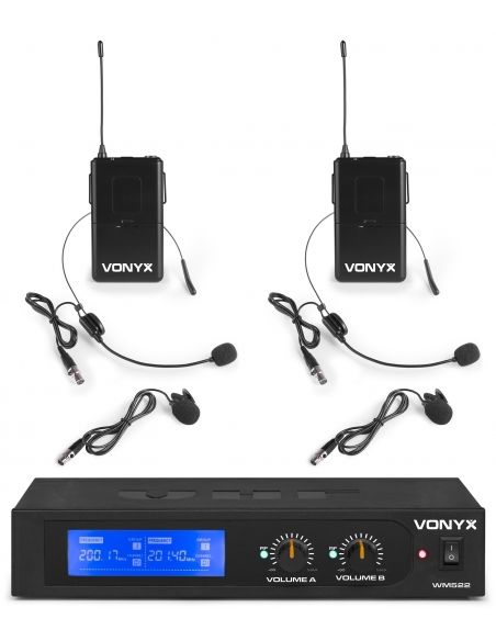 Vonyx WM522B Micro VHF 2CH 2BP+headset | Mas Que Sonido