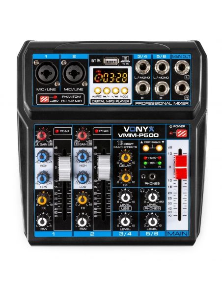 Vonyx VMM-P500 Mezclador Directo 4Canales con DSP, USB y reproductor MP3/BT 172580 - 3