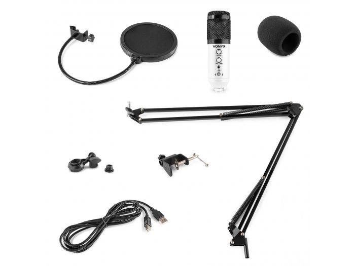 Vonyx CMS320W Kit de micrófono estudio USB Blanco con Echo 173560 - 2