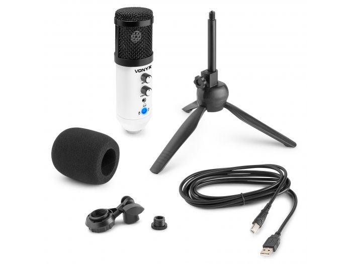 Vonyx CM320W Micrófono estudio USB Blanco con Echo 173554 - 2
