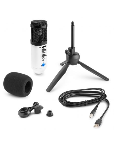 Vonyx CM320W Micrófono estudio USB Blanco con Echo 173554 - 2