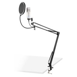Vonyx CMS320S Kit de micrófono estudio USB Titanio con Echo 173558 - 1