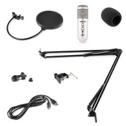 Vonyx CMS320S Kit de micrófono estudio USB Titanio con Echo 173558 - 1 2