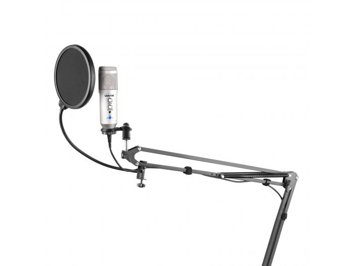 Vonyx CMS320S Kit de micrófono estudio USB Titanio con Echo 173558 - 3