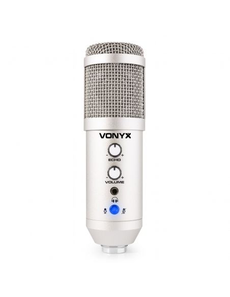 Vonyx CMS320S Kit de micrófono estudio USB Titanio con Echo 173558 - 4