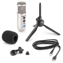 Vonyx CM320S Micrófono estudio USB Titanio con Echo 173552 - 1 2