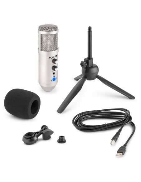 Vonyx CM320S Micrófono estudio USB Titanio con Echo 173552 - 2